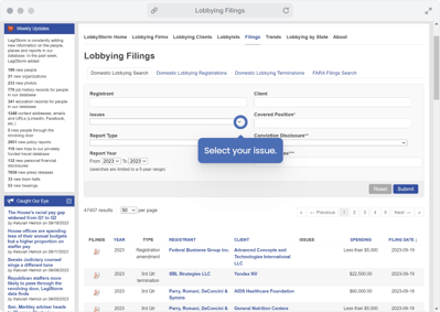 Lobbying Filings - Interactive Demo